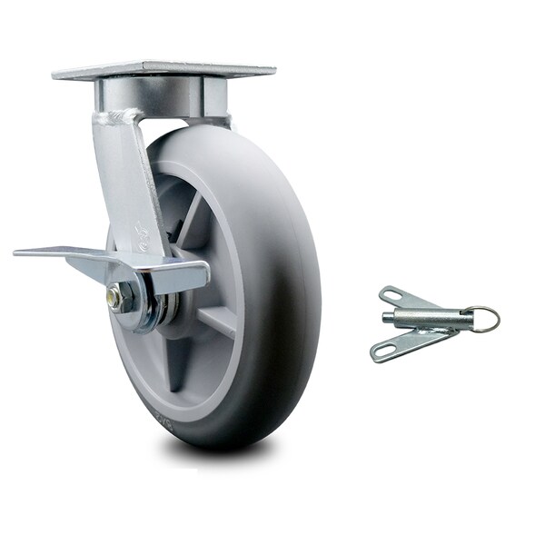 8 Inch Kingpinless Thermoplastic Rubber Wheel Caster with Brake and Swivel Lock